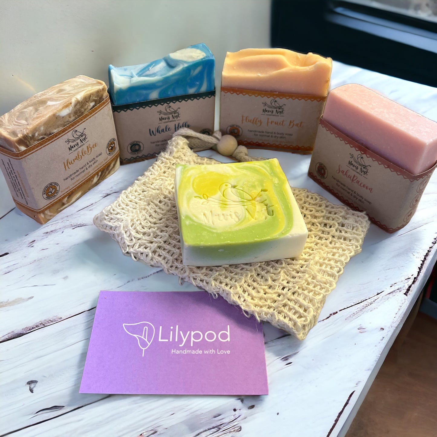 Handmade Coldpressed Soap & Exfoliating Bag Set